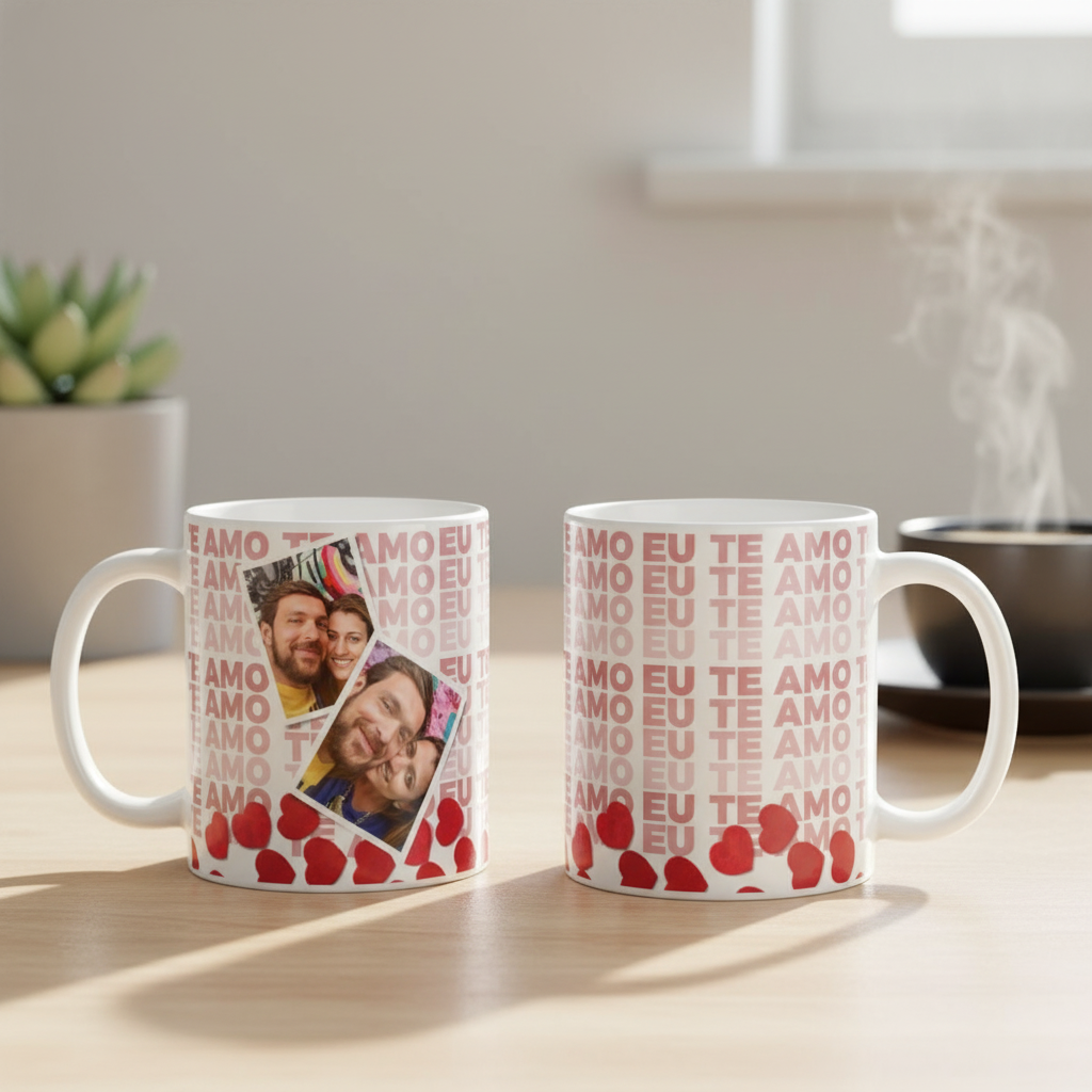 Kit Almofada E Caneca Casal Romântico Presente Namorados Branco 2 Fotos