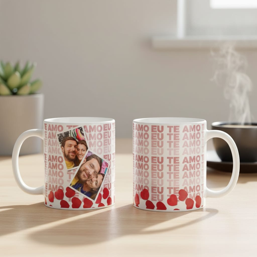 Kit Almofada E Caneca Casal Romântico Presente Namorados Branco 2 Fotos