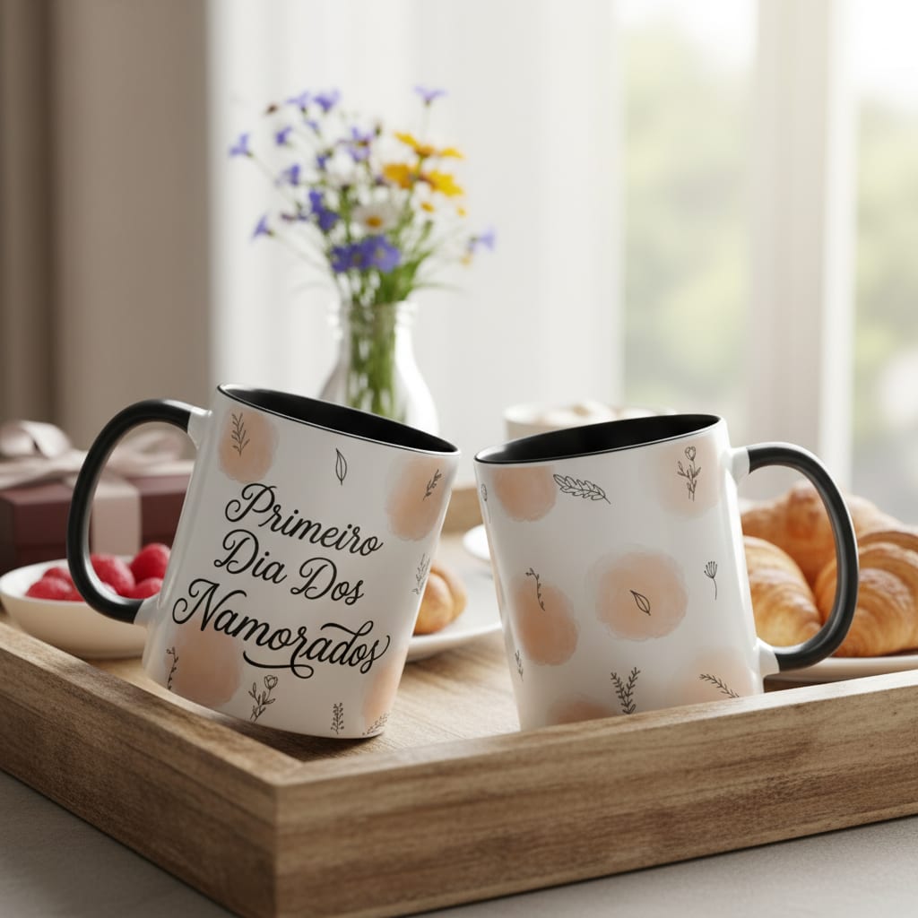 Caneca Primeiro Dia dos Namorados - Preta - Outros (Casal)