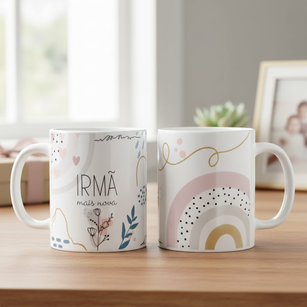 Caneca Feminina Minimalista Presente Especial Irmã Mais Nova - Família (Mãe)