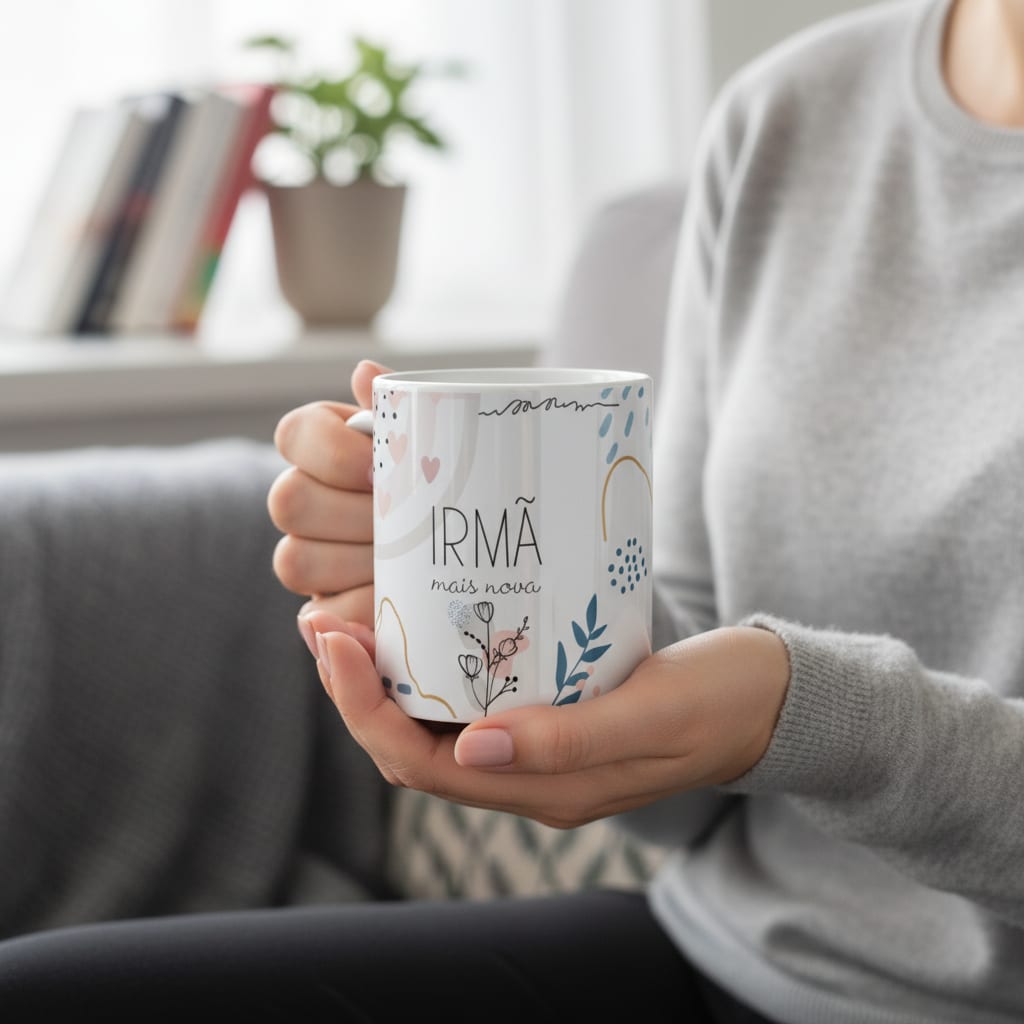 Caneca Feminina Minimalista Presente Especial Irmã Mais Nova