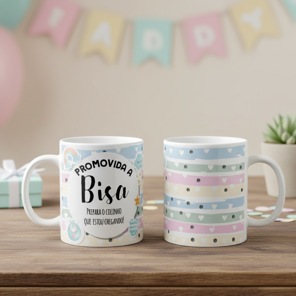Caneca Personalizada Anúncio Gravidez Gestação Bisavó Bisa - Anúncio de Gravidez (Avós)