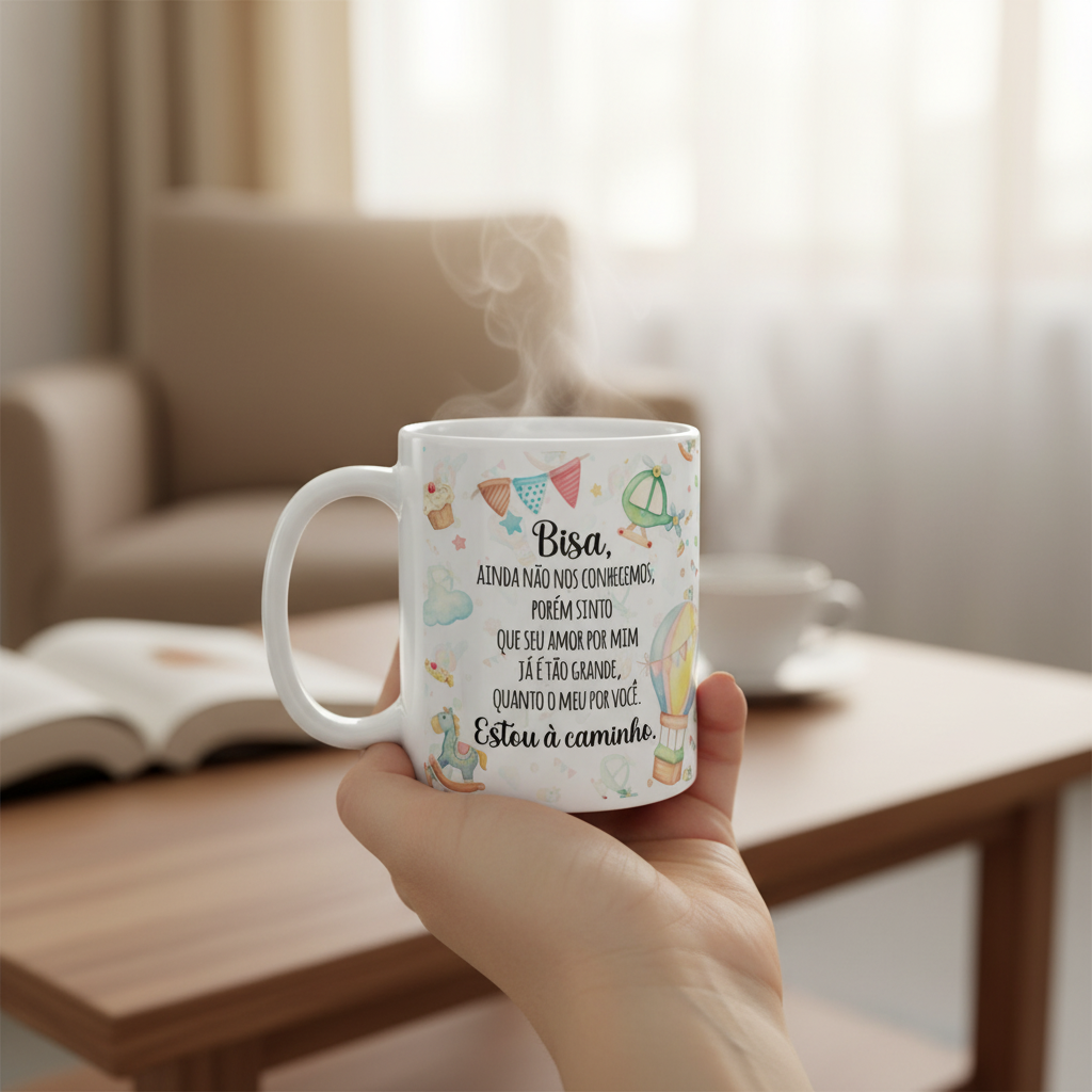 Caneca Presente Revelação de Gravidez Estou à Caminho Bisavó