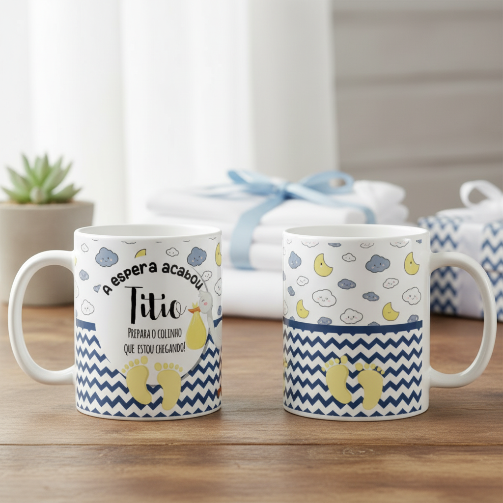 Caneca Tio Prepara o Colinho Titio Surpresa Gravidez - Família (Tio)
