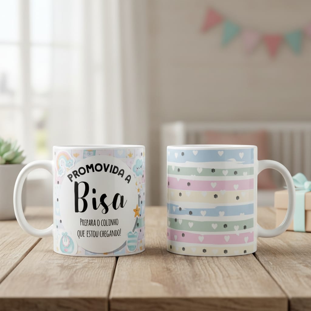 Caneca Presente Anúncio De Gravidez Gestação Para Bisa Avó - Anúncio de Gravidez (Promovida, Bisa, Baby Luz)
