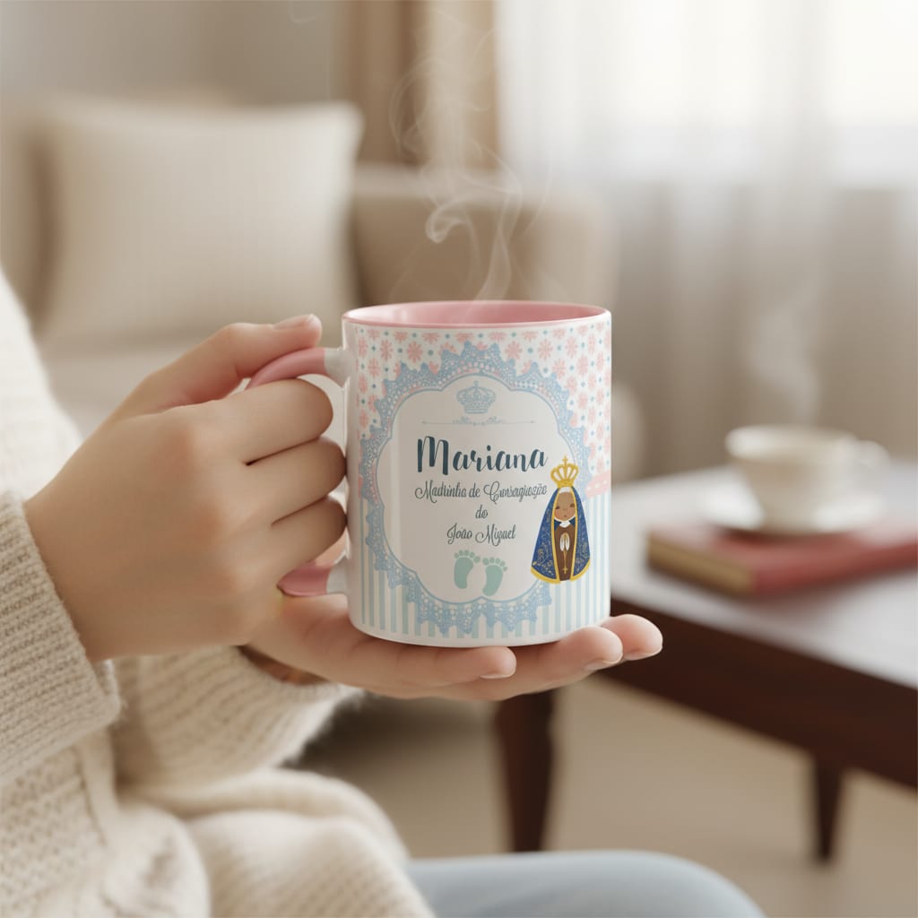 Caneca Batizado Presente Madrinha De Consagração Com Nomes