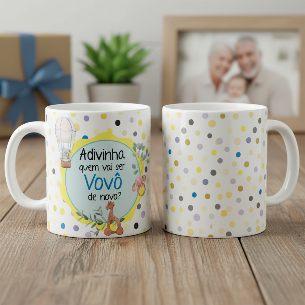 Caneca Presente Revelação Adivinha Quem Vai Ser Vovô De Novo - Família (Avó/Avô)