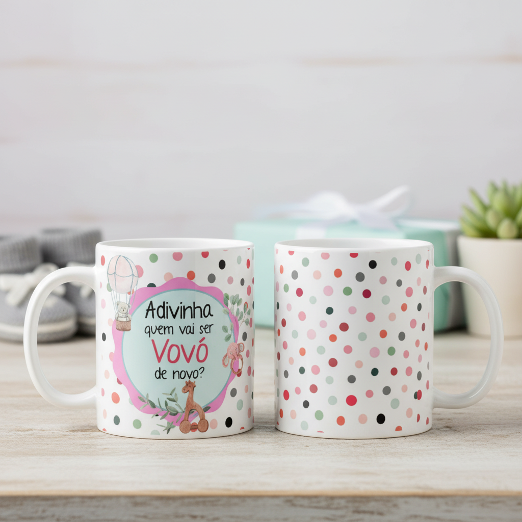 Caneca Anúncio De Gravidez Adivinha Quem Vai Ser Vovó - Anúncio de Gravidez (Avós)