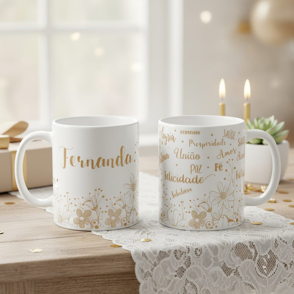 Caneca Feminina Presente de Aniversário Nome Personalizado - Outros (Aniversário)