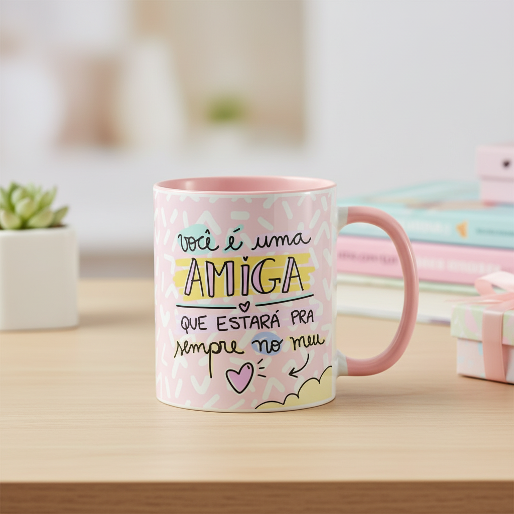 Caneca Personalizada Amiga Sempre no meu Coração