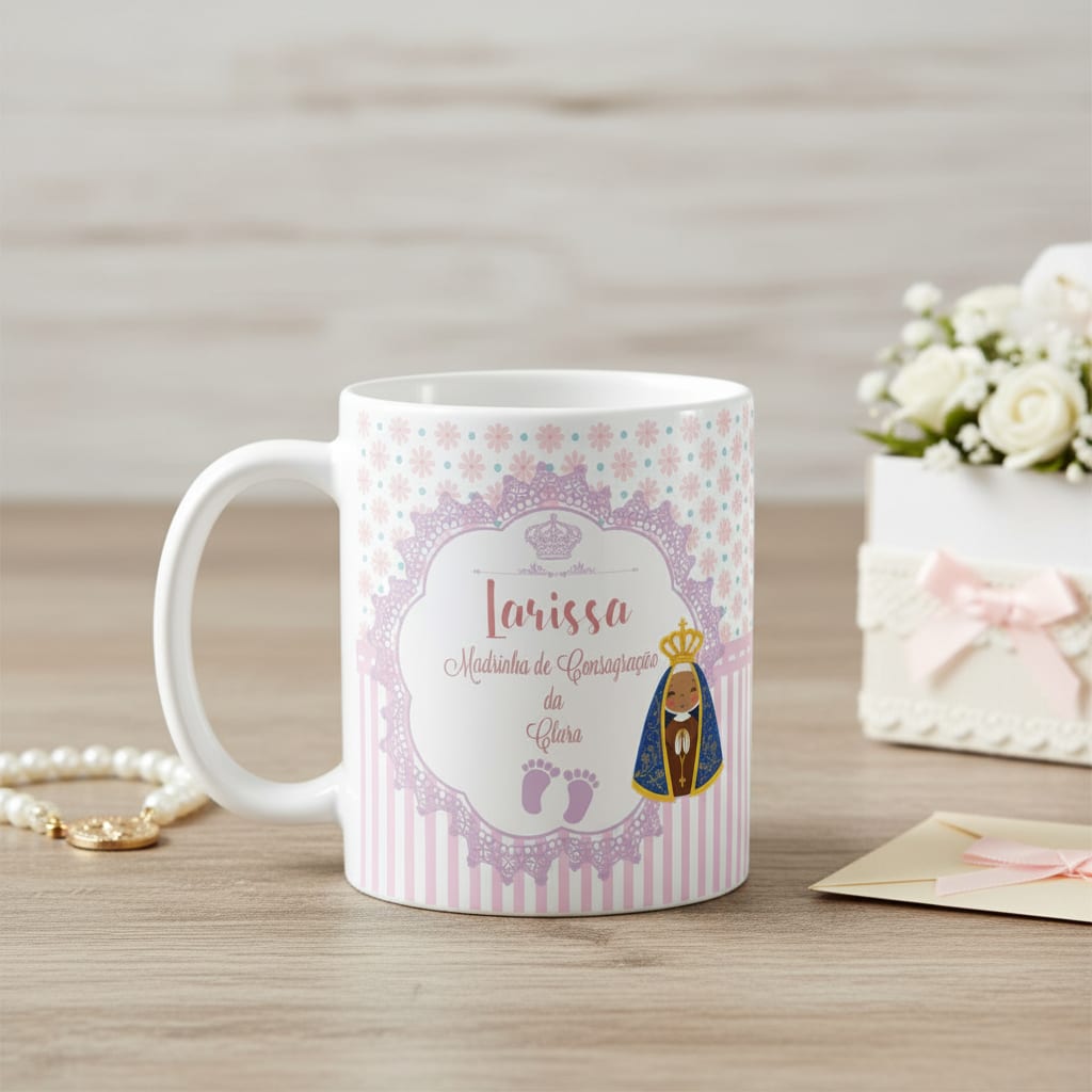 Caneca Presente Especial Batizado Madrinha de Consagração