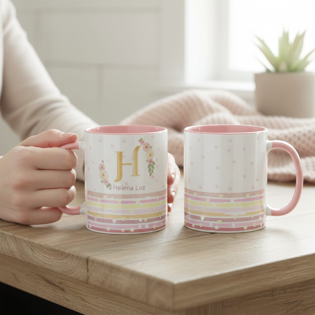 Caneca Feminina Mulher Delicada Inicial Presente Criativo