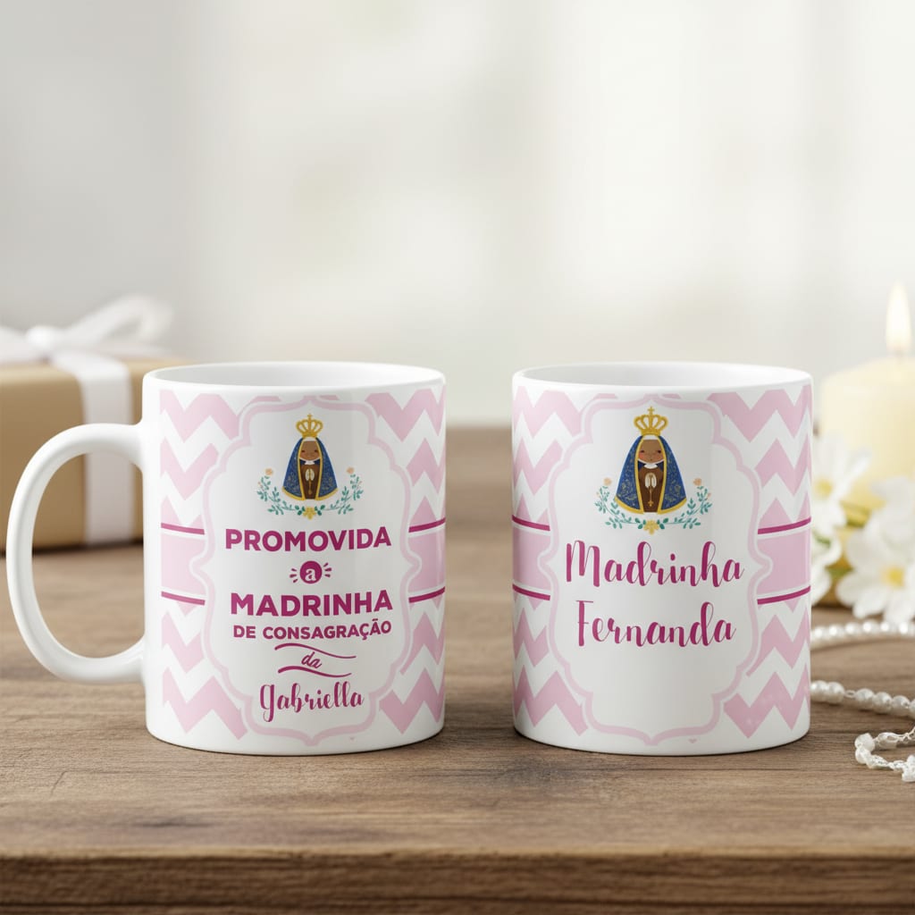 Caneca Lembrança Madrinha de Consagração Convite Batizado - Batizado (Madrinha de Consagração)