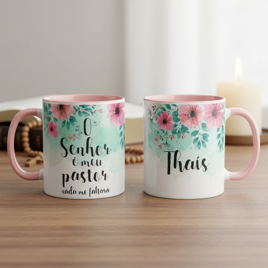 Caneca o Senhor É Meu Pastor Presente de Fé e Inspiração - Religioso (Cristão)