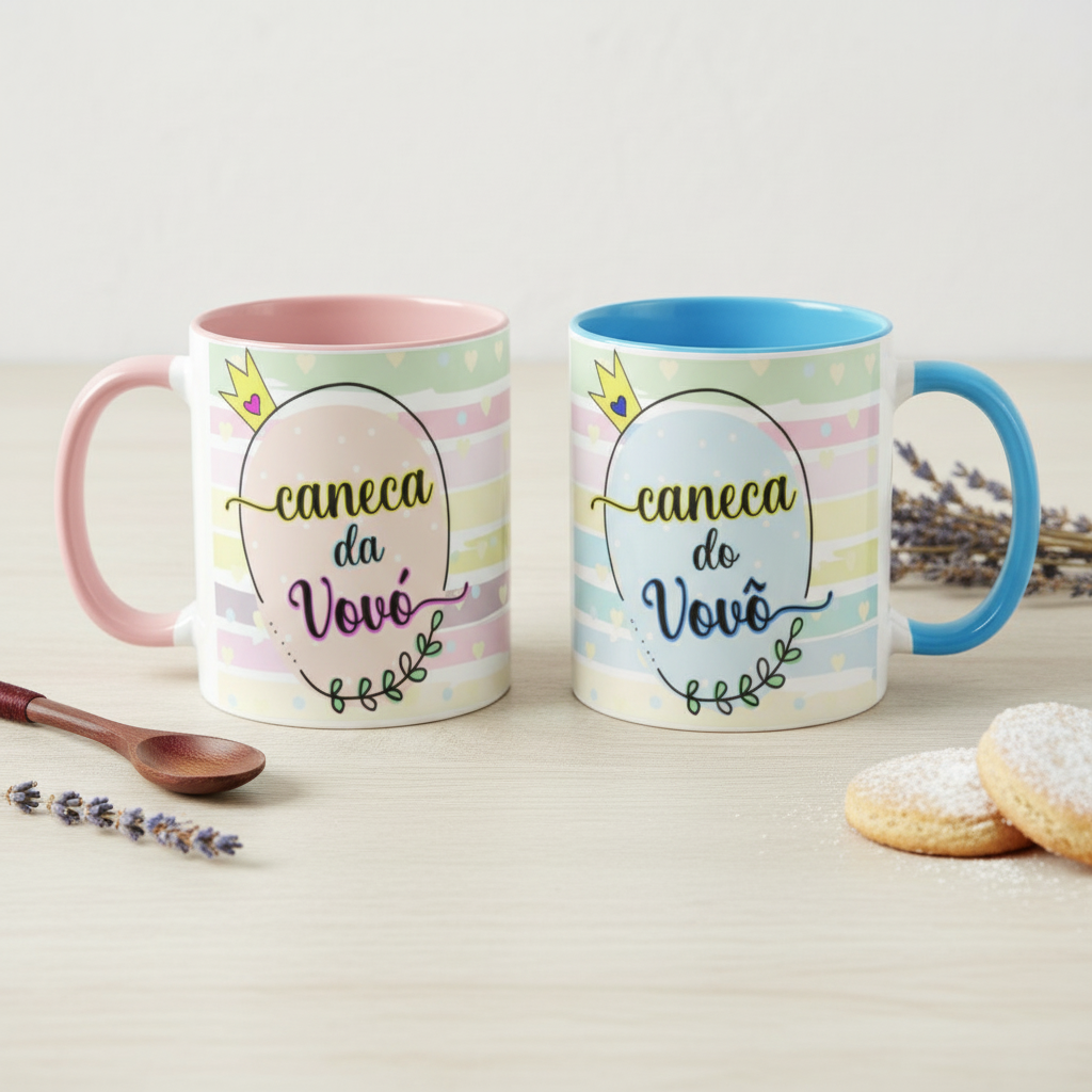 Conjunto 2 Canecas de Presente de Gravidez para Vovô e Vovó - Anúncio de Gravidez (Avós)