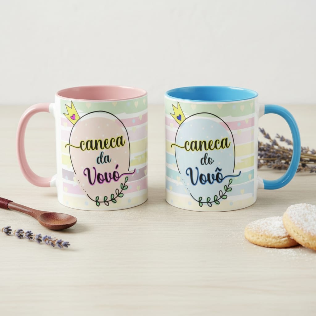 Conjunto 2 Canecas de Presente de Gravidez para Vovô e Vovó - Anúncio de Gravidez (Avó e Avô)