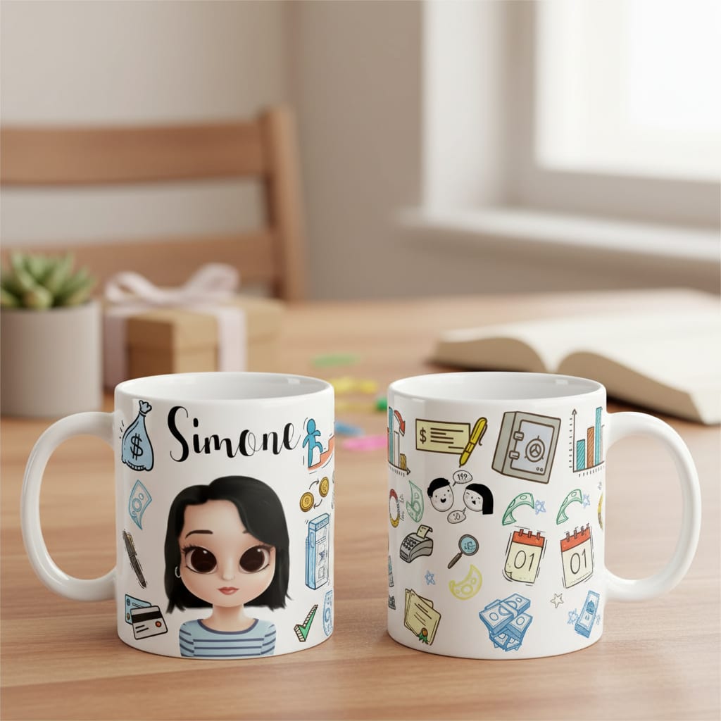 Caneca Personalizada Bancários Presente com Avatar - Profissões (Bancário(a))