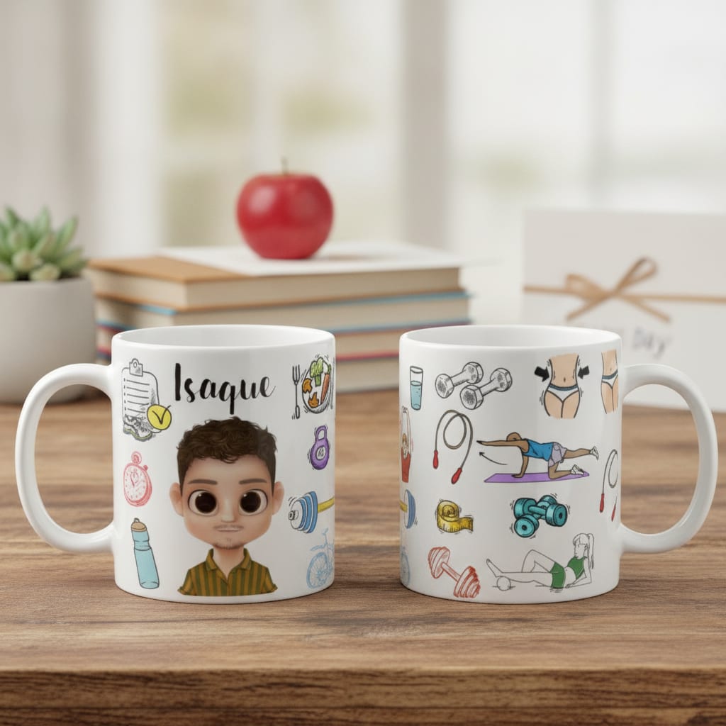 Caneca Academia Personalizada Avatar Professor Educação Física Presente Criativo - Dia dos Professores (Professor(a))