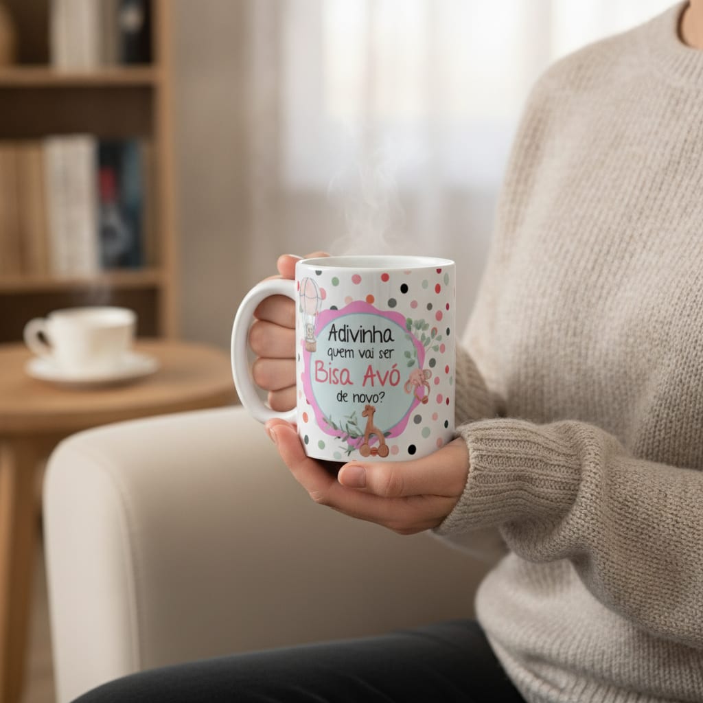 Caneca Anúncio de Gravidez Adivinha Vai Ser Bisa Avó de Novo