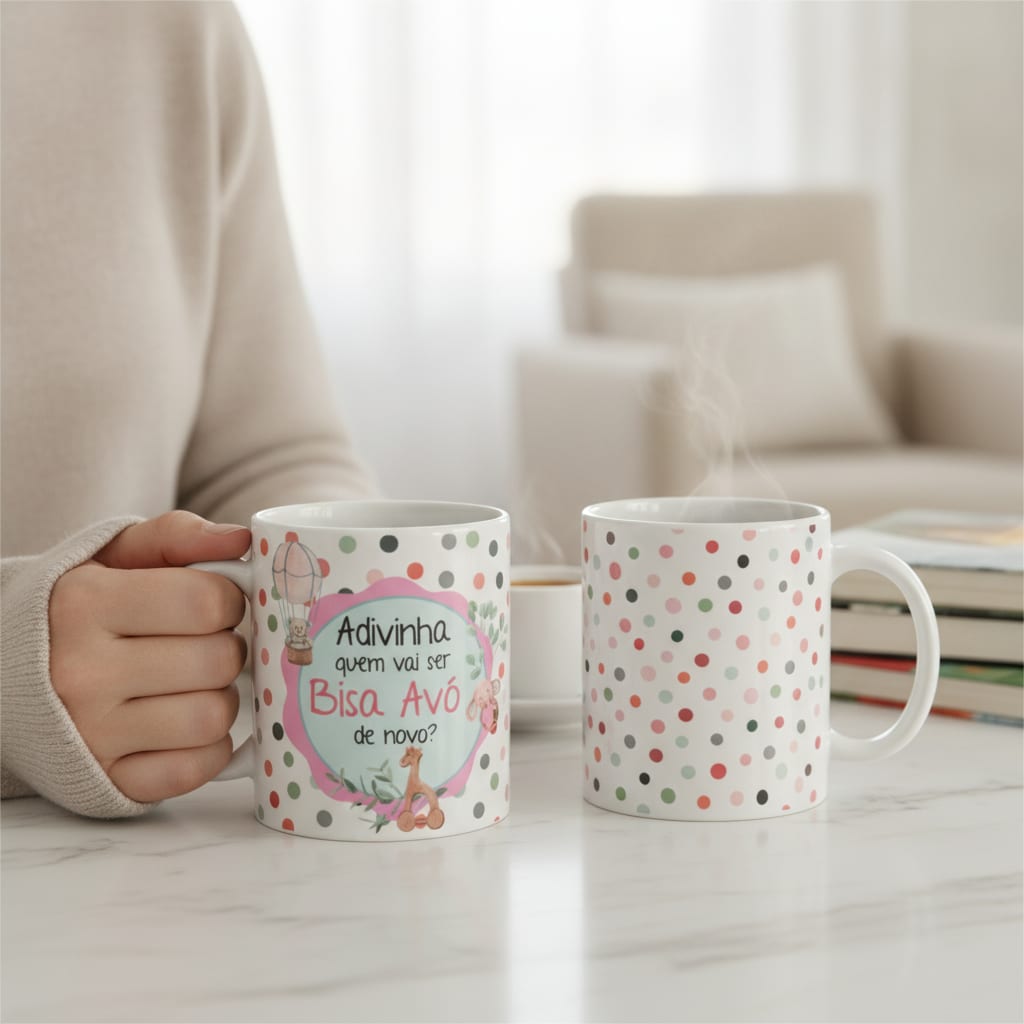 Caneca Anúncio de Gravidez Adivinha Vai Ser Bisa Avó de Novo