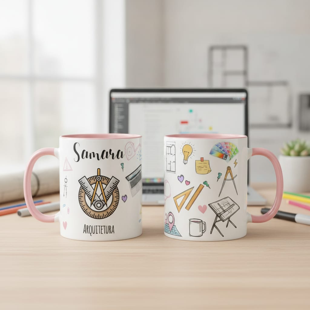 Caneca Arquitetura Presente Arquitetura com Nome Feminino - Profissões (Arquiteto(a))
