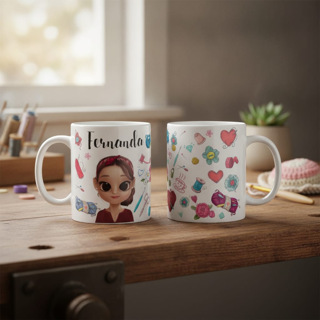 Caneca Artesã Crochê Presente Criativo Mulher Empreededora - Profissões (Artesã(o))