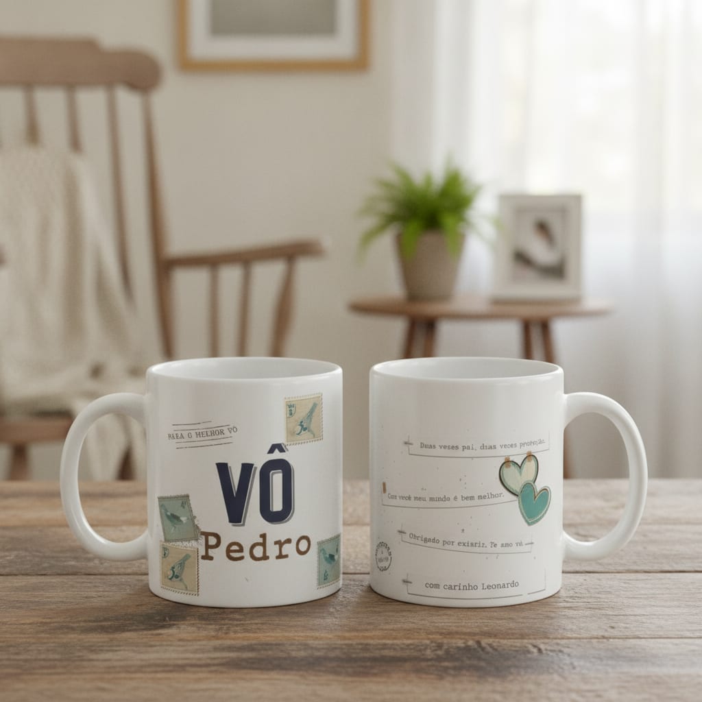 Caneca Avô Presente Criativo com Mensagem e Nome Vovô - Família (Vovô/Avô)