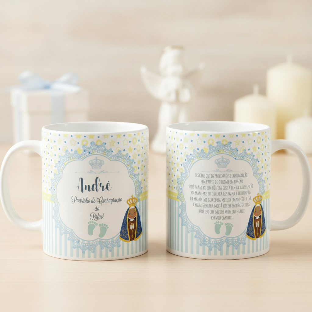 Caneca Batizado Padrinho De Consagração Presente com Nomes - Batizado (Padrinho)