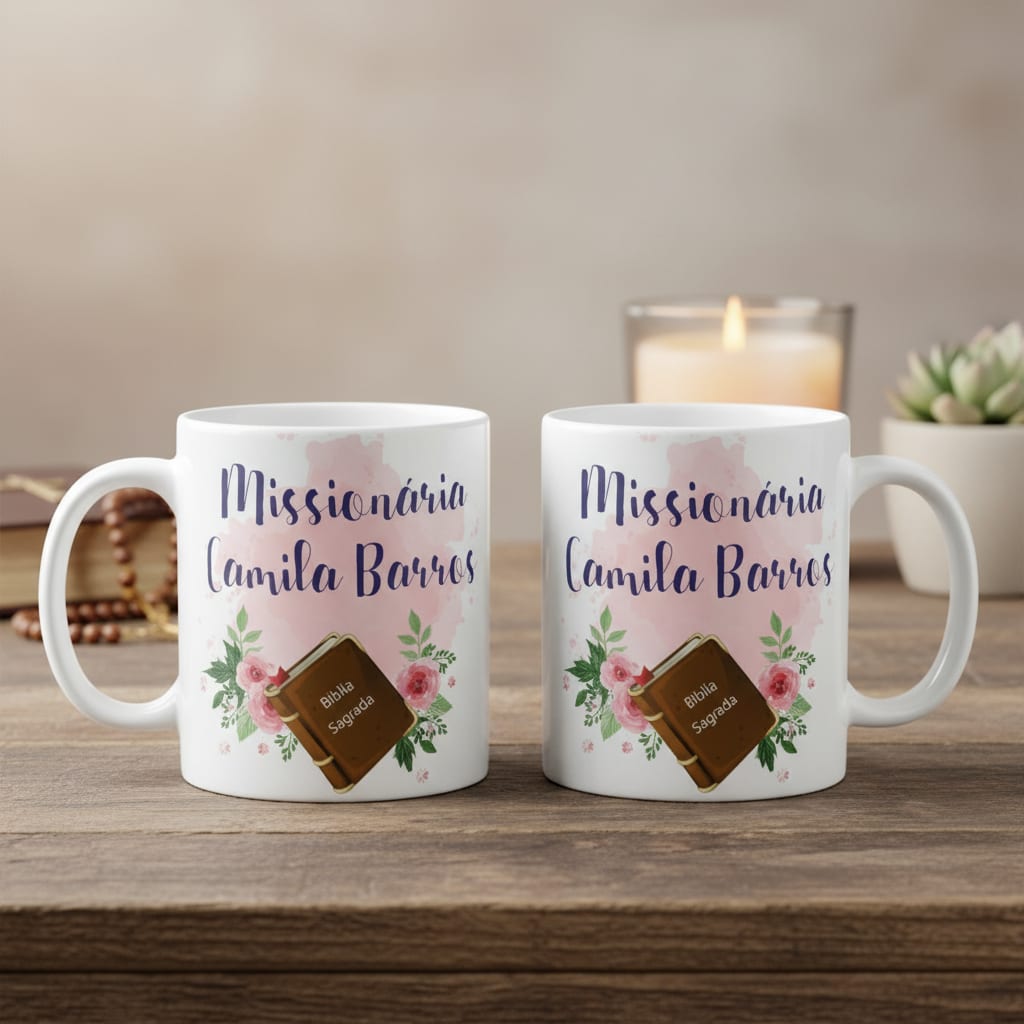 Caneca Biblica Presente com Nome e Biblia para Mulher - Religioso (Cristã)
