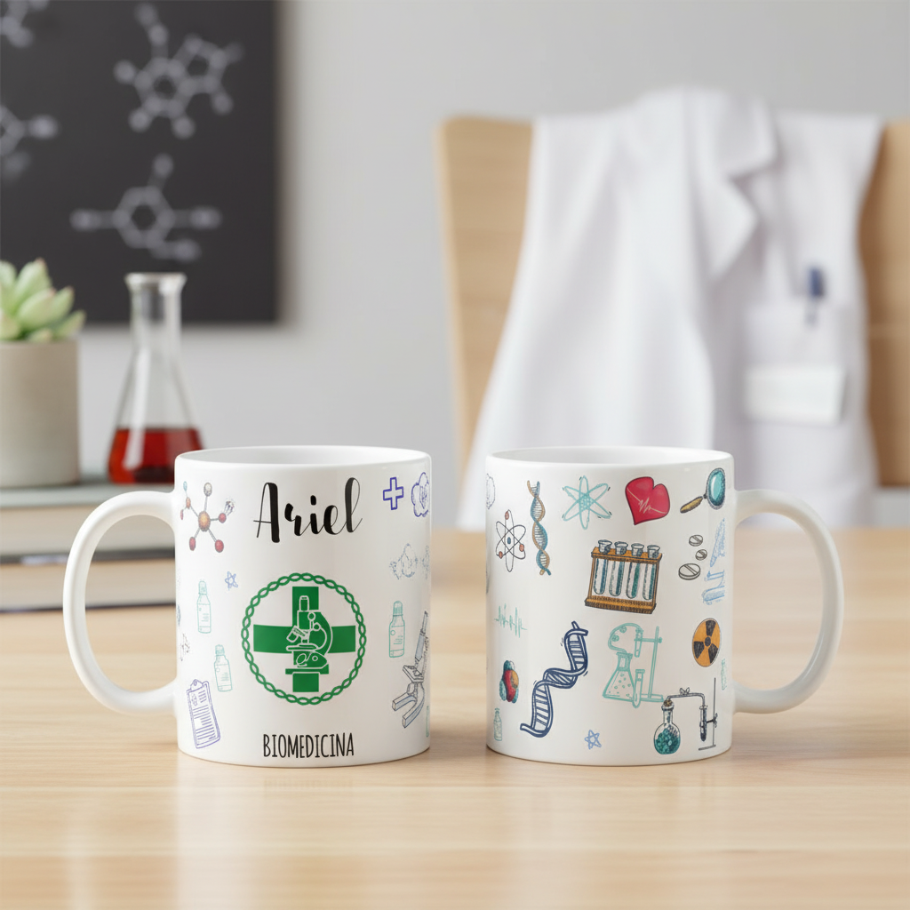 Caneca Biomedicina Presente Criativo Biomédica com Nome - Profissões (Biomedicina)