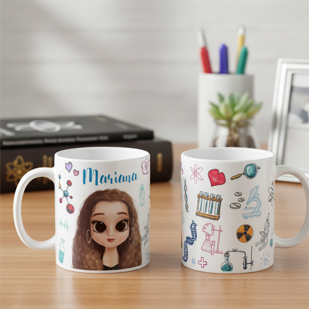Caneca Biomedicina Presente Feminino Formatura Biomédica - Profissões (Biomedico(a))