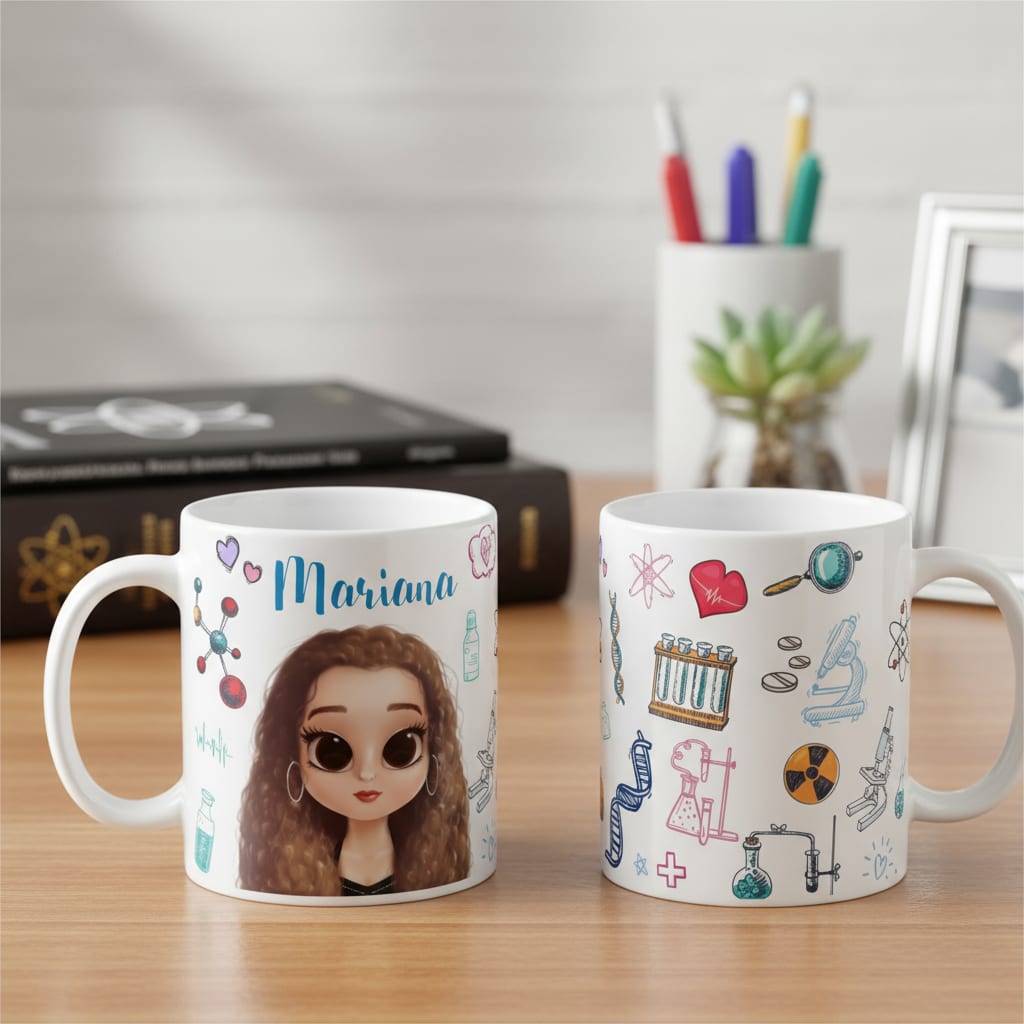 Caneca Biomedicina Presente Feminino Formatura Biomédica - Profissões (Biomedico(a))