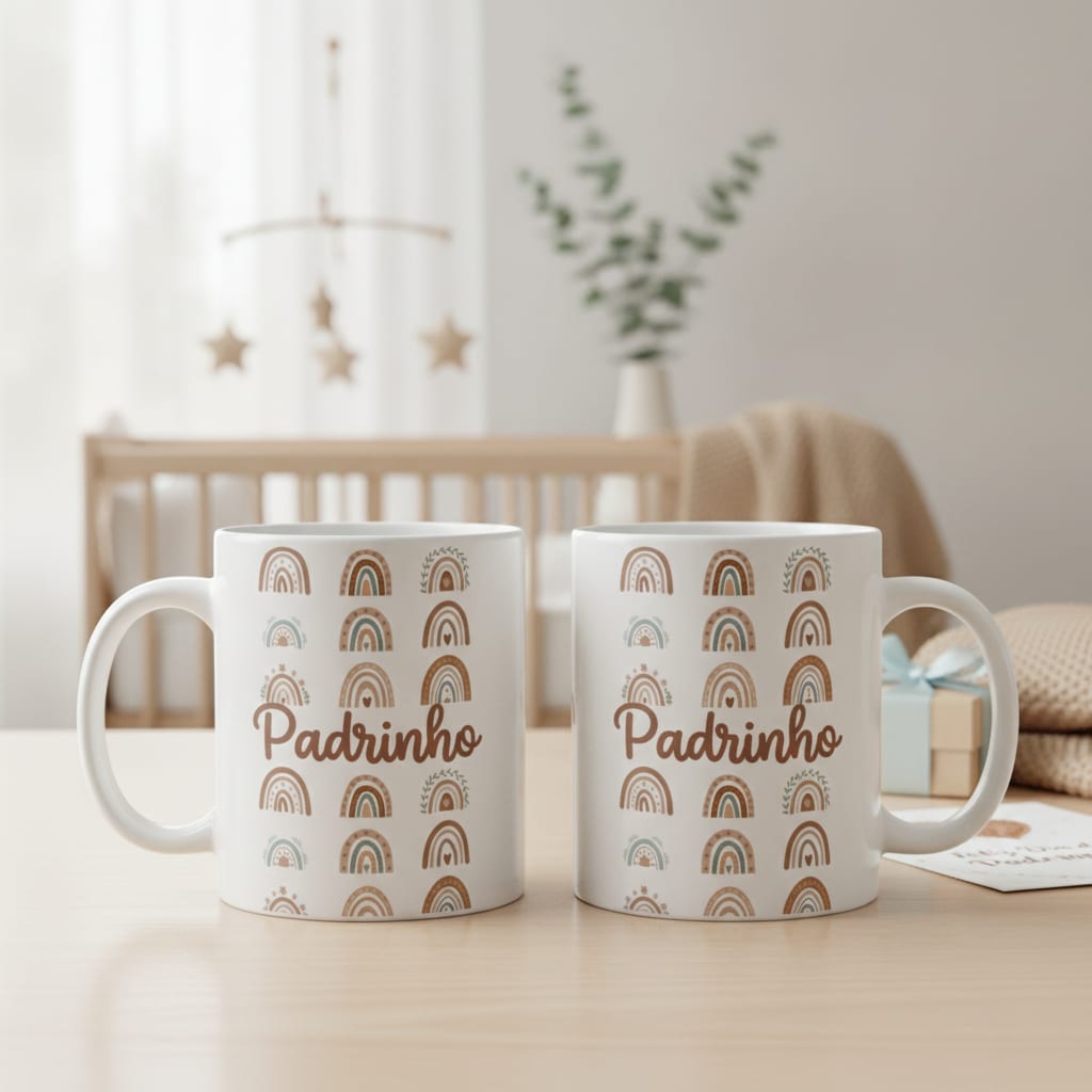 Caneca Padrinho Boho Pronta Entrega Família Presente - Família (Padrinho)