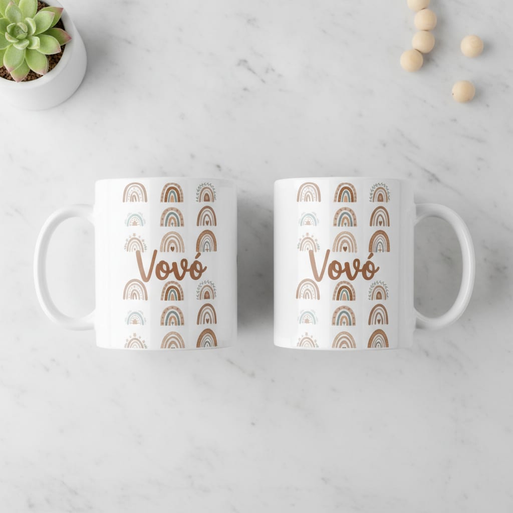 Caneca Vovó Boho Pronta Entrega Família Presente Dia das Mães Avó - Família (Avó)