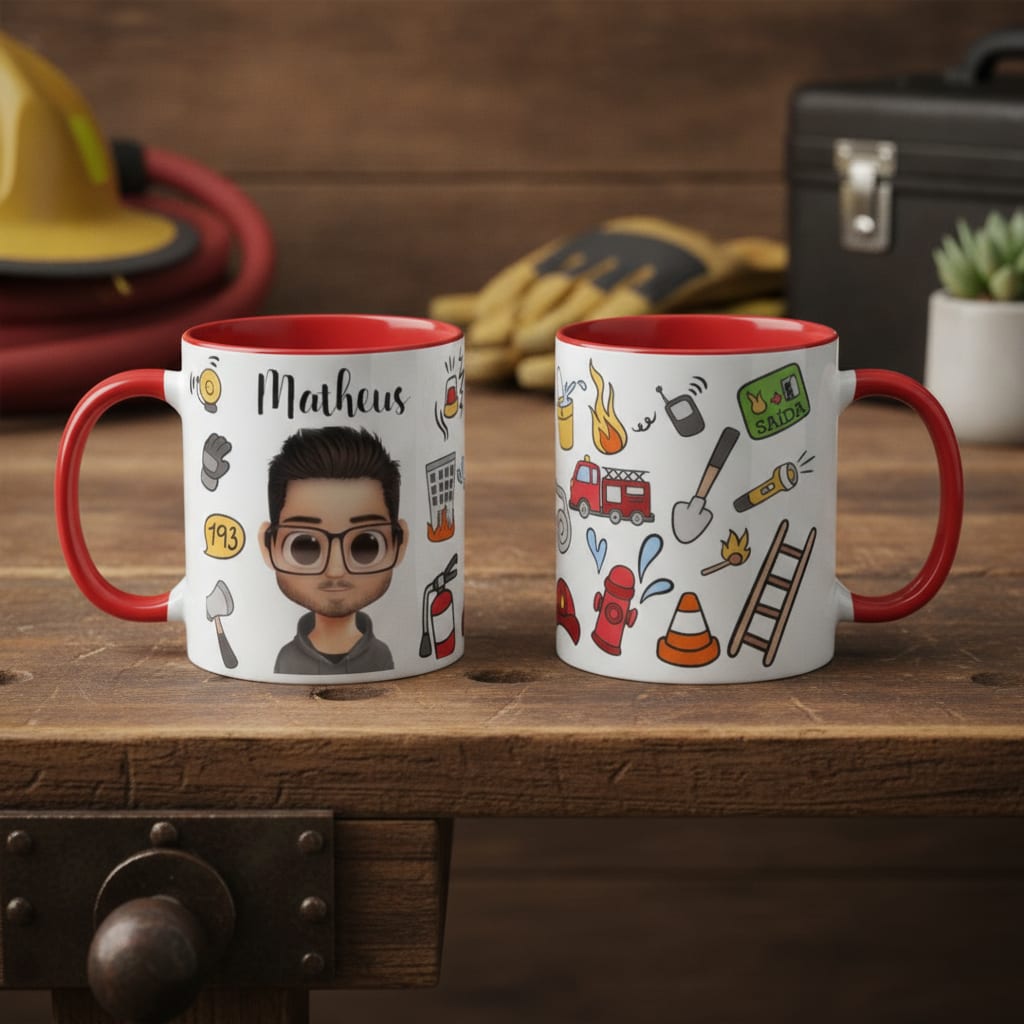 Caneca Bombeiro Presente Criativo para Corpo de Bombeiros - Profissões (Bombeiro)