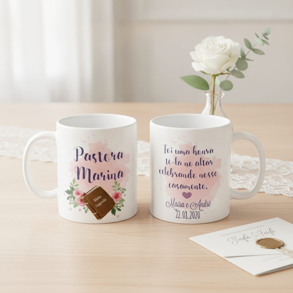 Caneca Casamento Lembrança Feminina Celebrante Pastora - Casamento (Pastora)