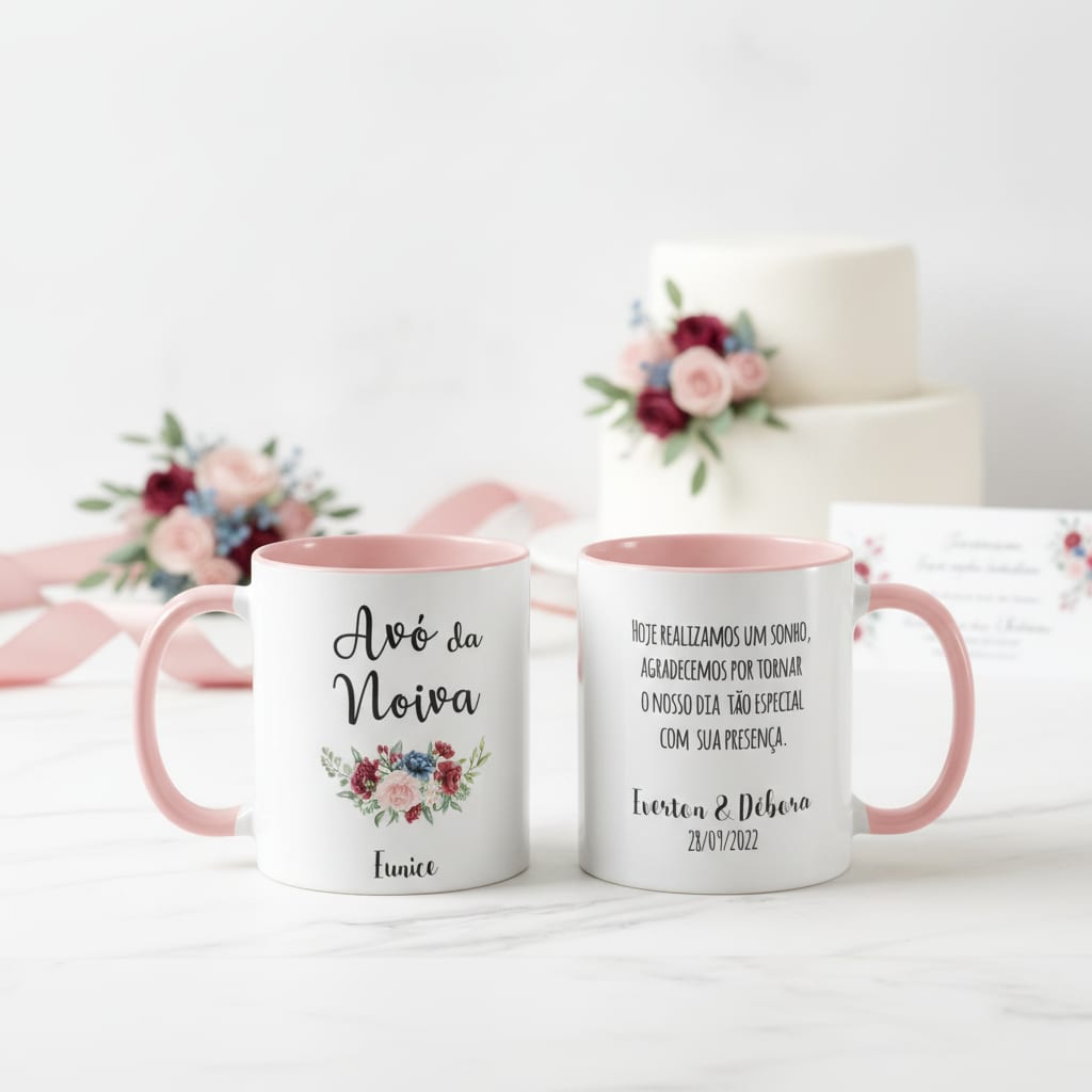 Caneca Casamento Marsala Lembrança Familia Avó da Noiva - Casamento (Avó/Noiva)