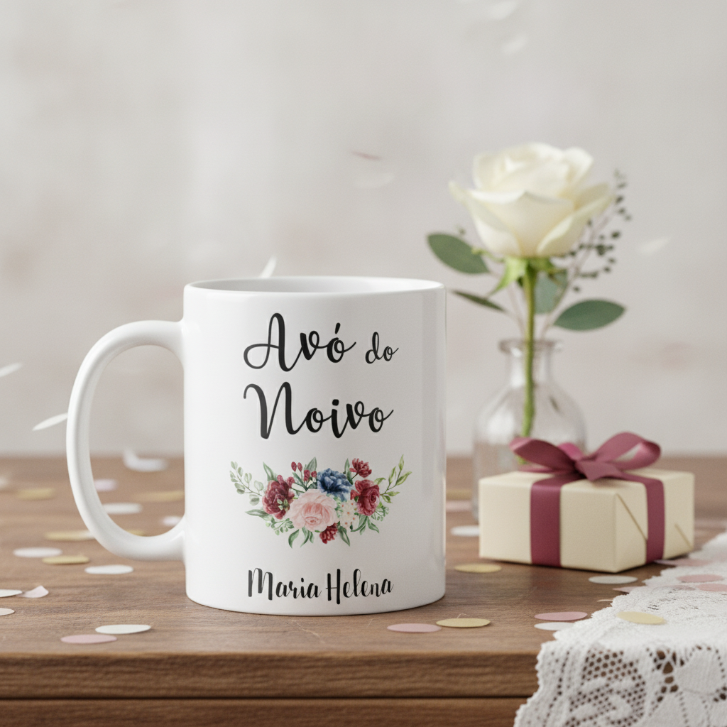 Caneca Casamento Marsala Presente Criativo Avó do Noivo