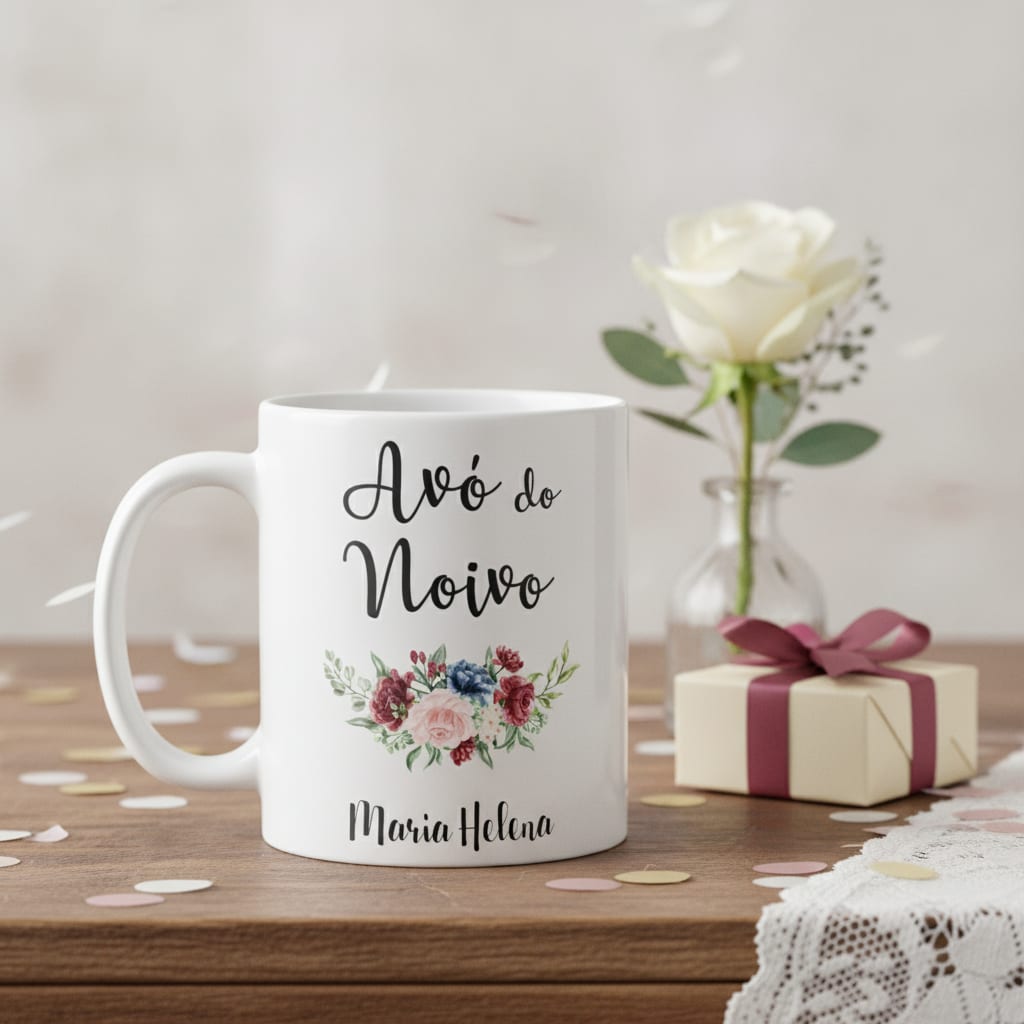 Caneca Casamento Marsala Presente Criativo Avó do Noivo