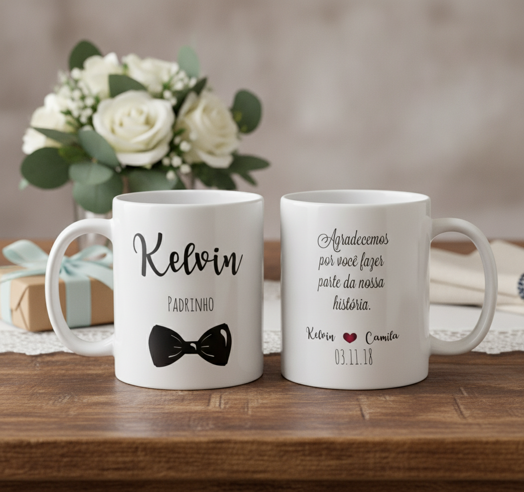 Caneca Casamento Presente Lembrança Padrinho Pai Avôs Noivos - Casamento (Padrinhos)