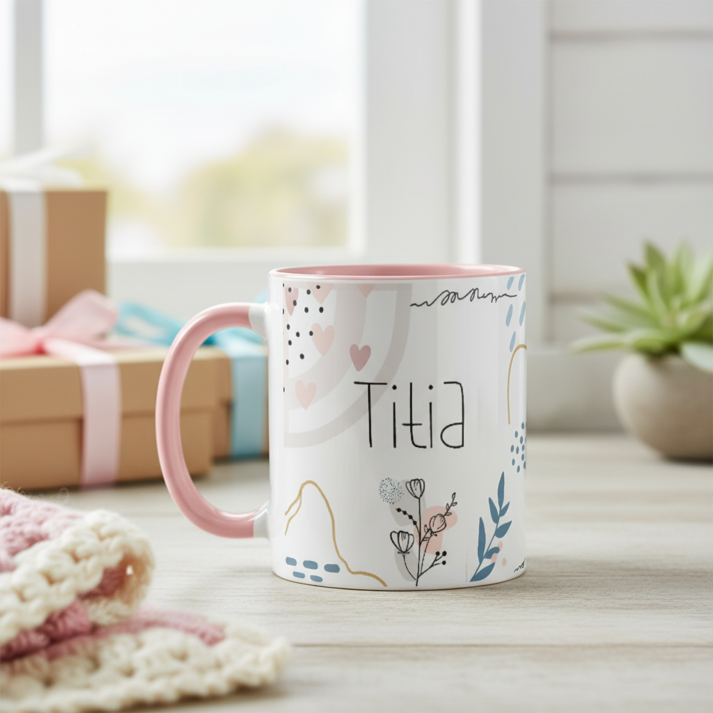 Caneca Cerâmica Lembrança Mamães Rosa-claro Mulheres Família Dia Das Mães Tia - Família (Tia)