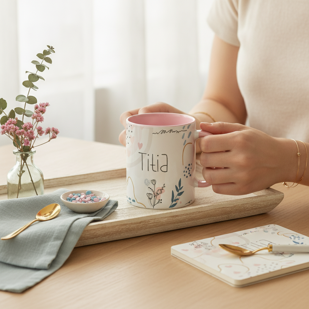 Caneca Cerâmica Lembrança Mamães Rosa-claro Mulheres Família Dia Das Mães Tia