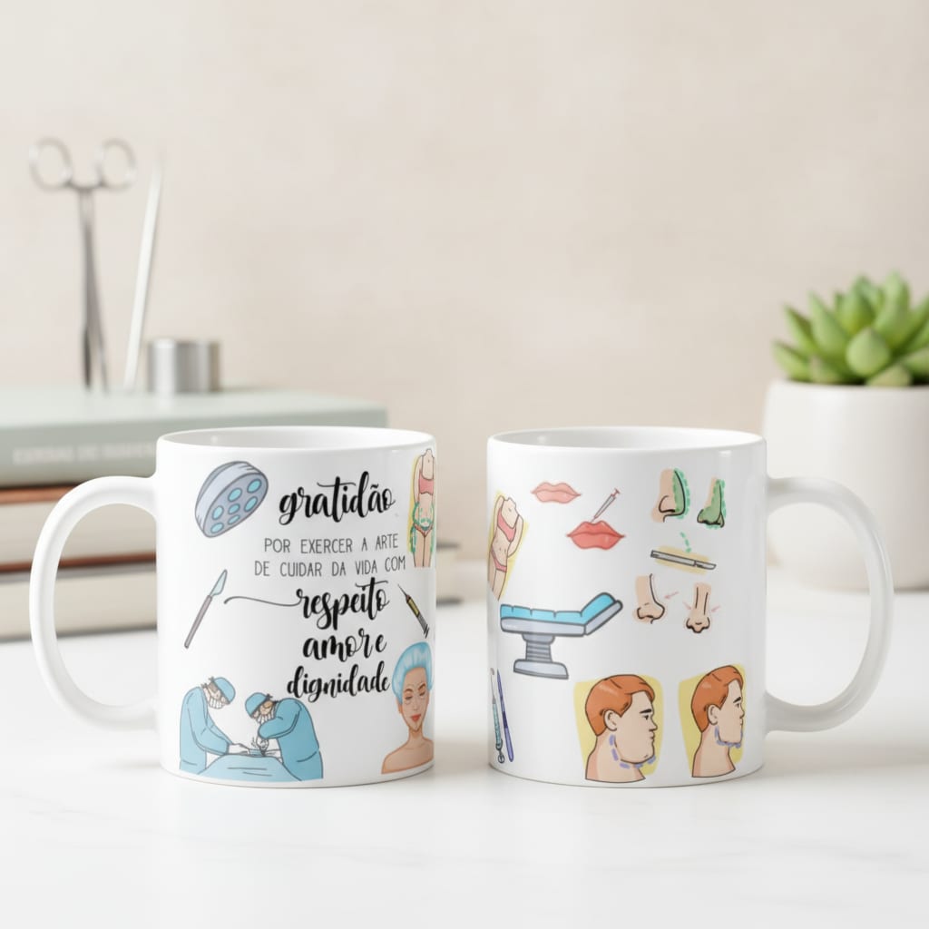 Caneca Cerâmica Profissão Médico Cirurgião Plástico - Profissões (Cirurgião Plástico)