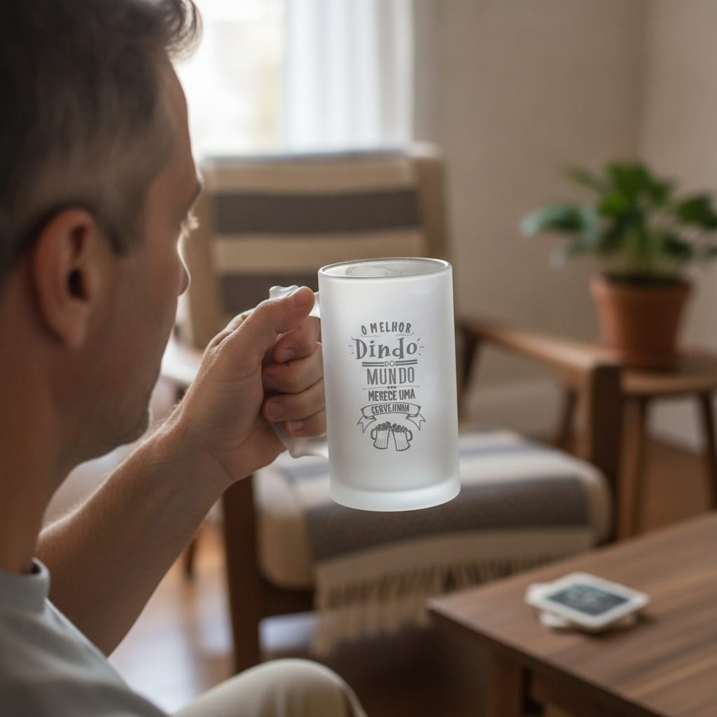 Caneca Cerveja Chopp Padrinho Presente Criativo Dindo Vidro