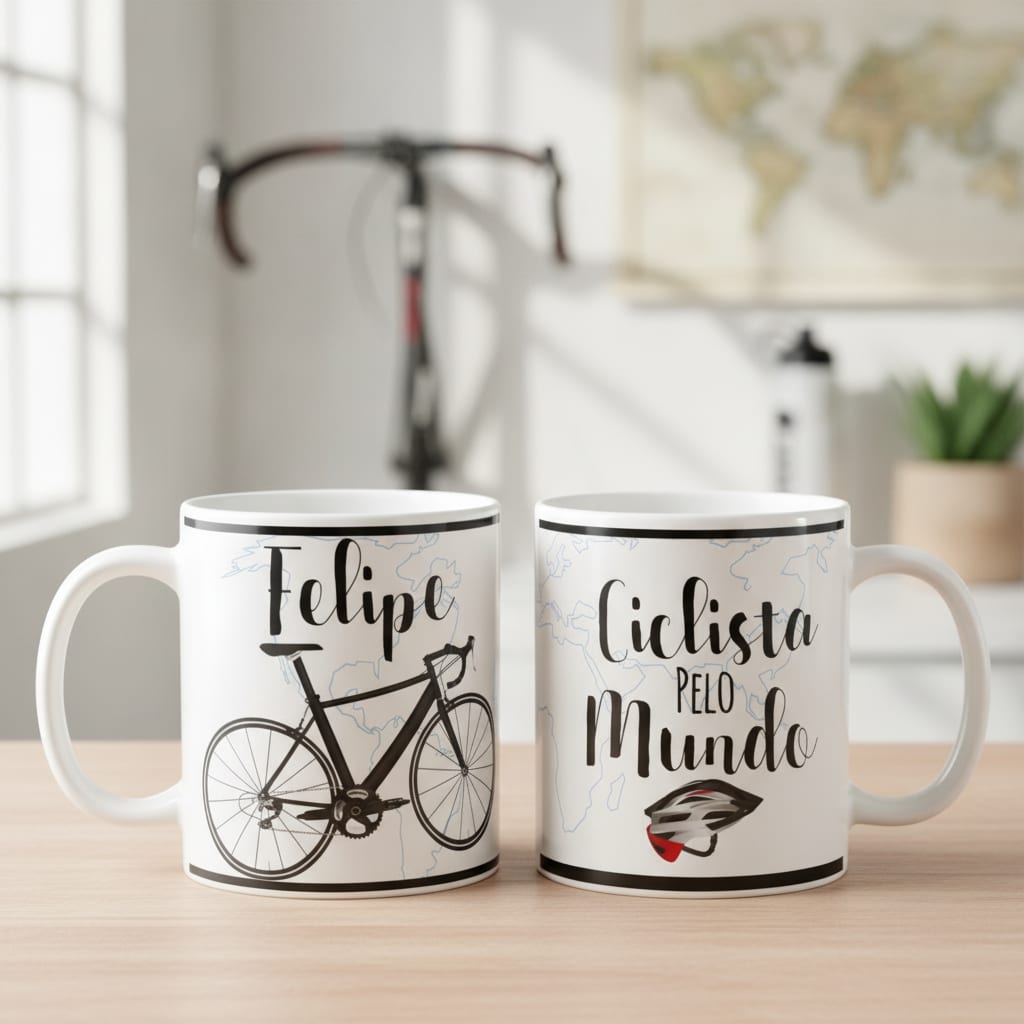 Caneca Ciclista Aventureira Presente Criativo com Nome - Hobbies (Esportista)