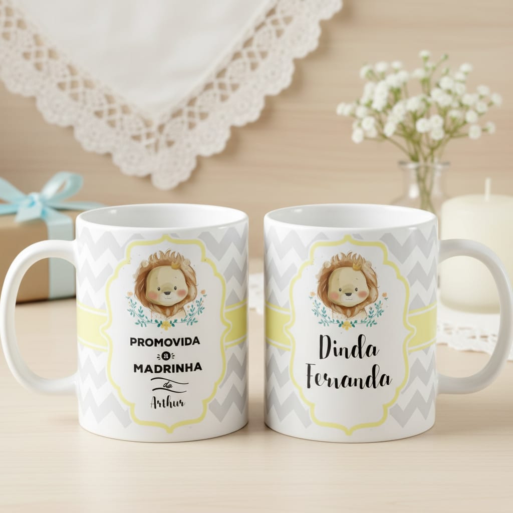 Caneca Convite Criativo Madrinha Dinda de Batizado - Batizado (Madrinha)