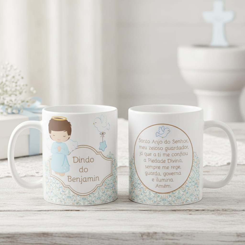 Caneca Convite Criativo para Padrinho Dindo de Batizado - Batizado (Padrinho)