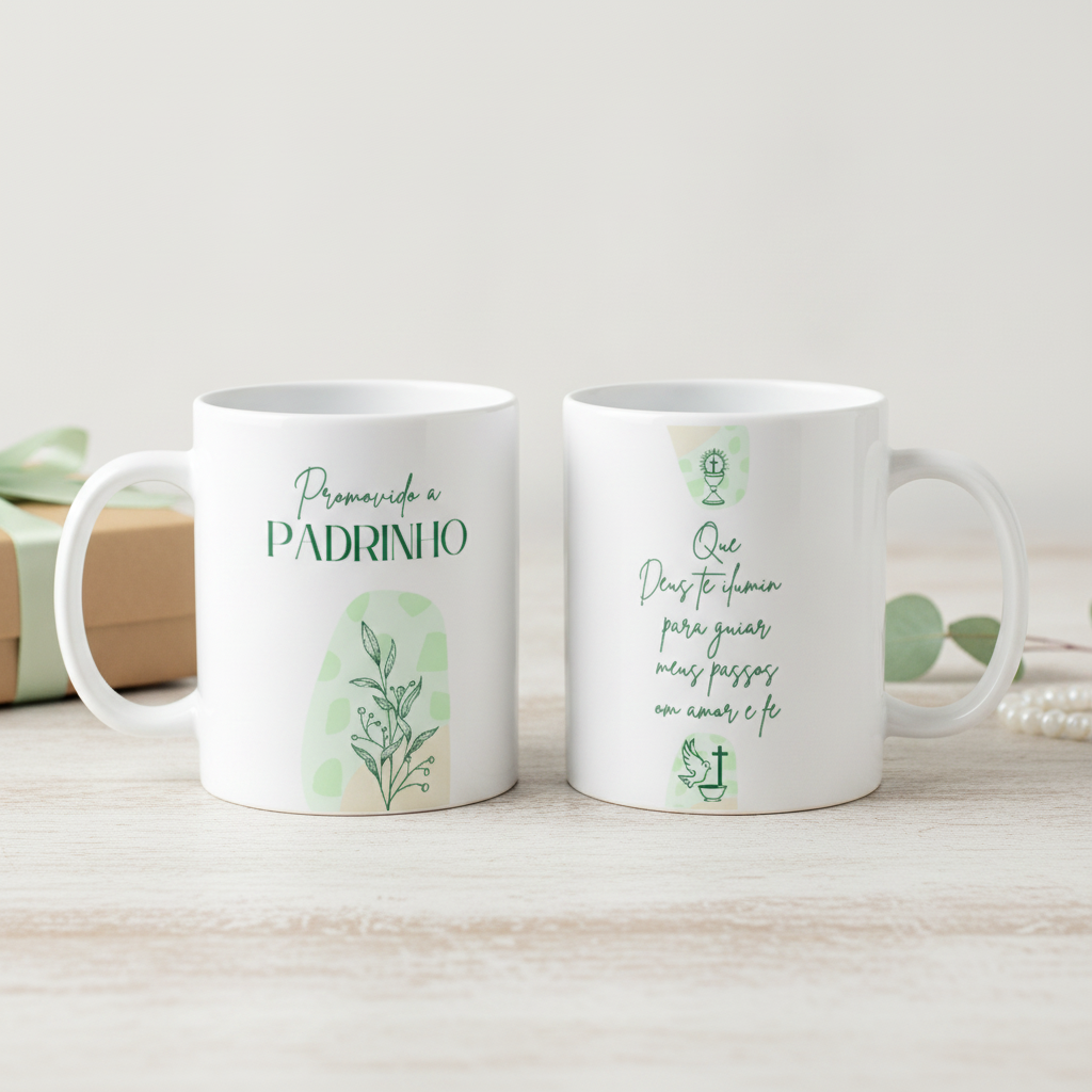 Caneca Convite Padrinho de Batismo Dindo - Batizado (Padrinho)