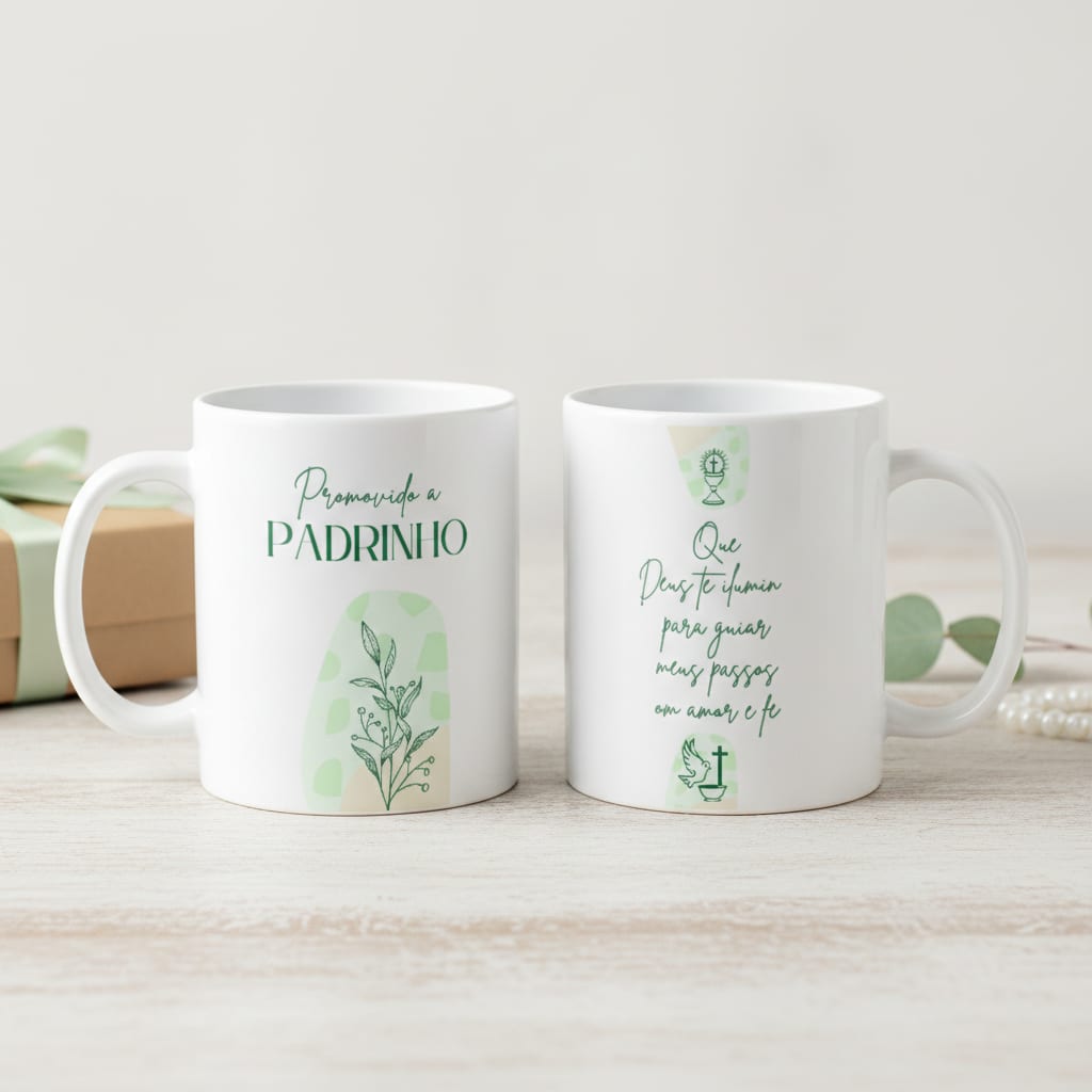 Caneca Convite Padrinho de Batismo Dindo - Batizado (Padrinho)