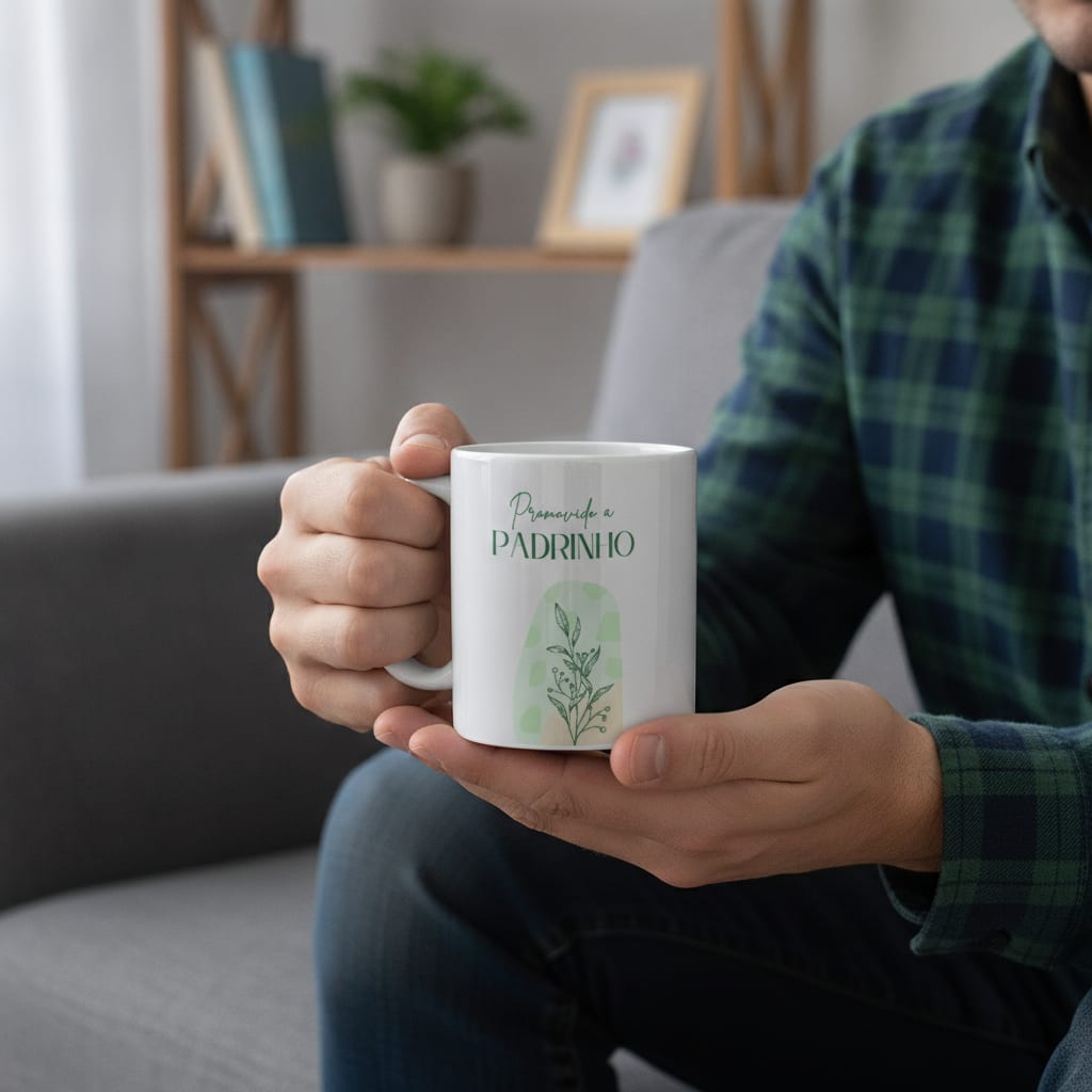 Caneca Convite Padrinho de Batismo Dindo